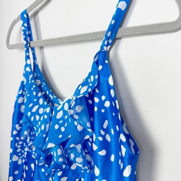 OSCAR DE LA RENTA | Pink Label Blue & White Ruffle Bib Tank Top Women’s Size S - Picture 2 of 8